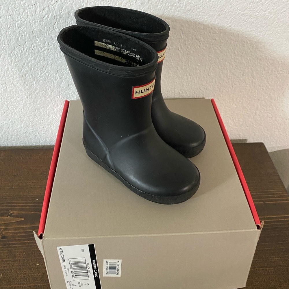 Kids Hunter Black Rain Boots